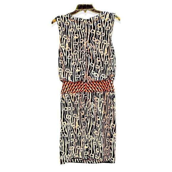 NWT Suzi Chin for Maggy Boutique Purple White Abstract Draped Sleeveless Dress 4 - Picture 2 of 11